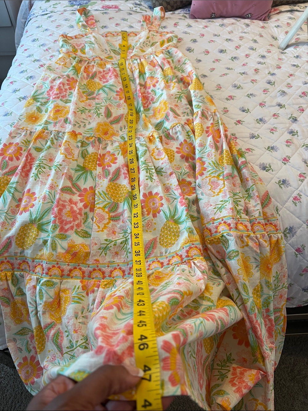 Floral Tiered Sundress in Pastel Yellow and Pink - Picture 14 of 14